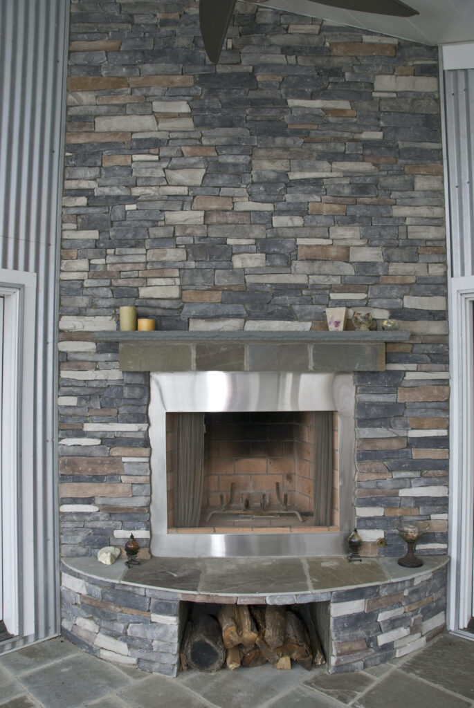 Before After Renovation Art Deco Home Porch Fireplace