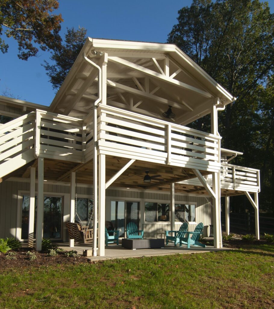 Before After Renovation Lakefront Covered Porch Covered Patio